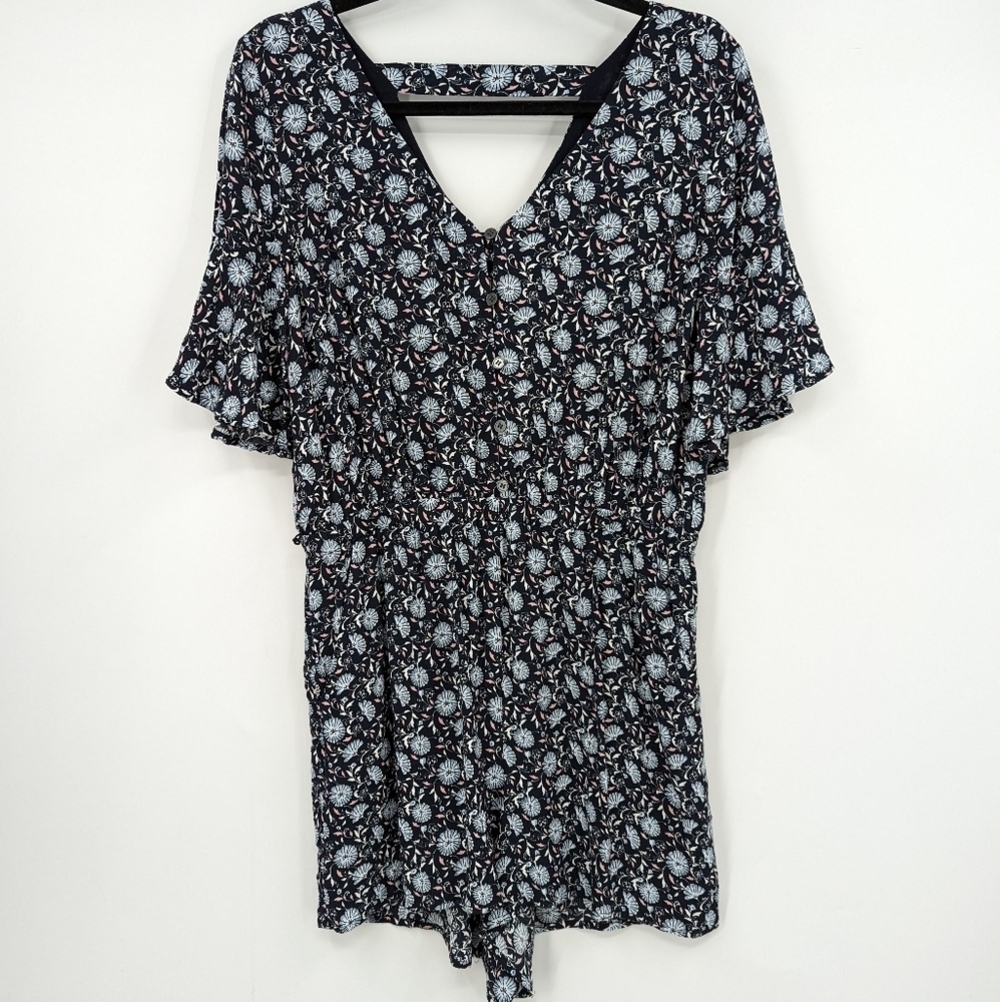 LOFT Floral Flutter Sleeve Romper